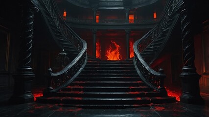 design a dark luxurious stairway descending into the d background