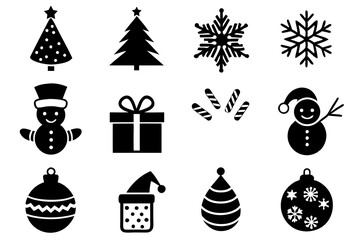 Holiday Icon Silhouettes Collection: Christmas, Halloween, Easter, and New Year Vector Illustrations