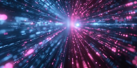 Futuristic Neon Tunnel with Vibrant Lights created by ai