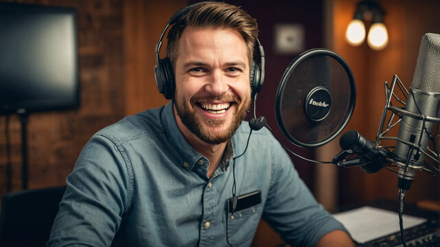 Smiling Podcaster Radio Host