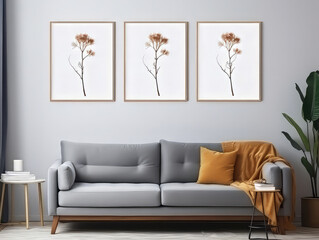 Attractive Living room interior with picture frame sofa floor pots