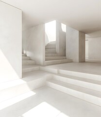 Fototapeta premium Minimalist White Staircase Architecture Design