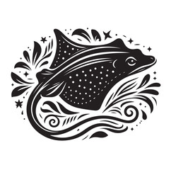 Stingray silhouette vector illustration set vector