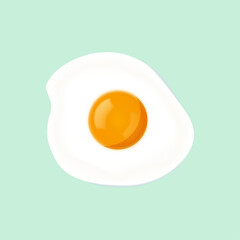 Fried egg isolated on pale green background.