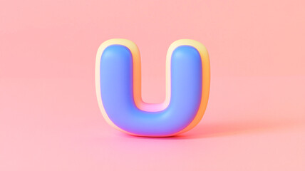 The letter U. 3 D. Children's illustration.