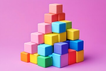 Obraz premium Colorful Building Blocks Stacked in Pyramid Shape