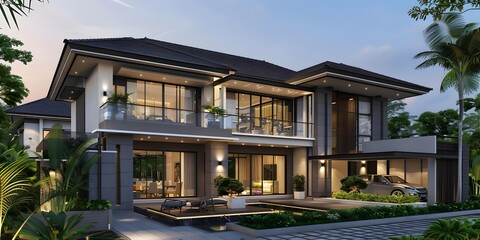Fototapeta premium Modern Luxury Home Design with Swimming Pool