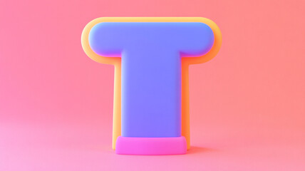 The letter T. 3 D. Children's illustration.