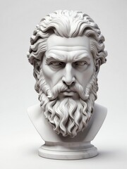 Obraz premium greek god zeus marble statue head bust isolated on a w background