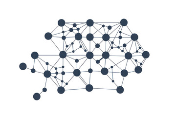 Detailed 2D Illustration of Machine Learning Algorithm Flowchart with Nodes and Connections on White Background
