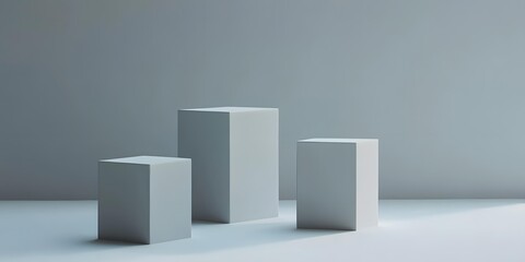 Minimalist White Cubes on Gray Background