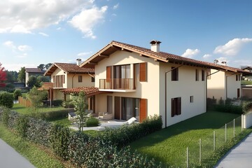 Modern Architecture with Garden in Residential Area