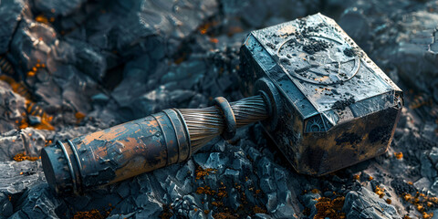 hammer on rocks , hammer with blur back ground, wallpaper for architecture, hammer on stones