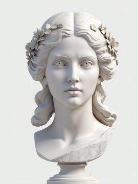 greek goddess selene marble statue head bust isolated background