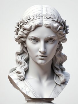 greek goddess nemesis marble statue head bust isolated background