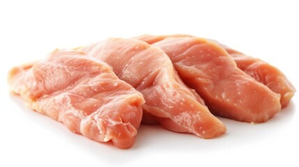 Raw chicken, fillet, isolated on white background, full depth of field. 