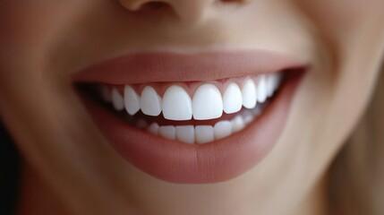 Fototapeta premium Close-up of a woman's smile with perfect white teeth.