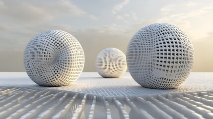 Abstract White Sphere  Geometric  Design