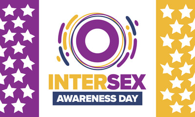 Obraz premium Intersex Awareness Day. Human Rights. Internationally observed event. Celebrate annual in October 26. Intersex people community. Freedom and solidarity. Poster, card, banner and background. Vector