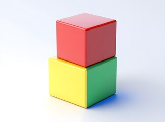 Obraz premium Red Yellow Green Cubes Minimalist Abstract 3D Rendering