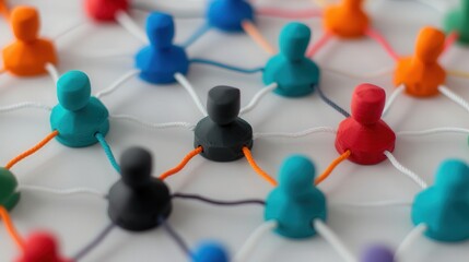 Obraz premium Vibrant 3D Clay Networking Icon, a lively representation of connectivity and collaboration, designed for marketing and digital communications, set against a clean white backdrop