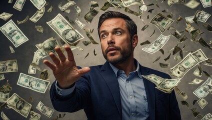 The sight of a man tossing banknotes