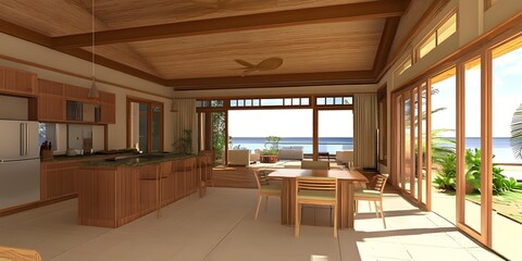 Modern Kitchen Design with Ocean View