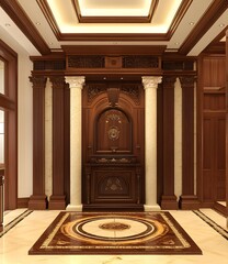 Obraz premium Classic Wood Interior Design with Decorative Columns and Floor