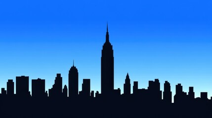 Fototapeta premium City skyline silhouette at dusk with iconic skyscrapers