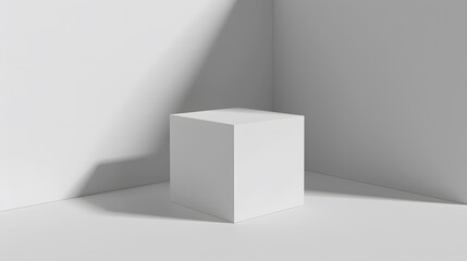 White Cube on a White Corner Background