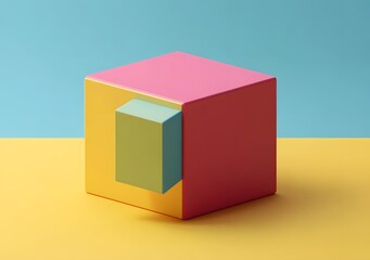 Abstract Minimalist Composition with Colorful Cubes
