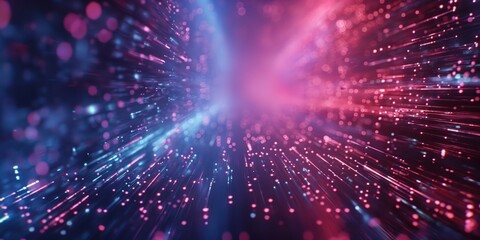 Naklejka premium Futuristic Neon Tunnel with Vibrant Lights created by ai