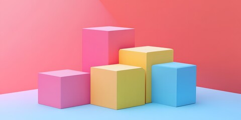 Obraz premium Colorful Cubes Abstract Minimalist Background