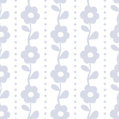 Cute flowers seamless pattern. Naive ector illustration. Print for fabric, wrapping paper, kitchen textile and wallpaper.
