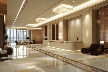 Modern Hotel Lobby Design Interior With Marble Floor