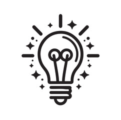 Lightbulb with idea innovation line art vector icon illustration