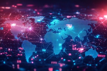 Obraz premium Global Digital Business Network Connection Illustration created with Generative AI