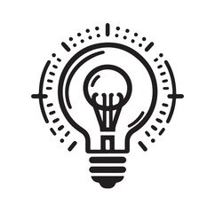 Lightbulb with idea innovation line art vector icon illustration