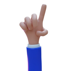3D Cartoon Hand Pointing Up: Playful Gesture in Simplified Style