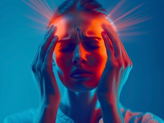 Fototapeta premium portrait of a person Migraine headaches, pain in various parts of the body, dizziness, lightheadedness, dizziness No.65