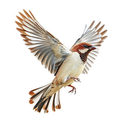 Fototapeta premium Flying Sparrow Transparent Background