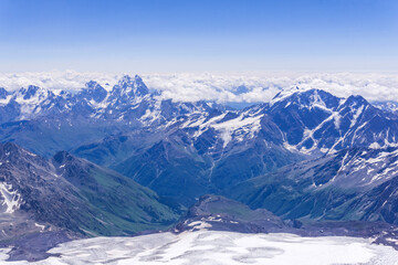 beautiful high mountain landscape, view from the top of Elbrus