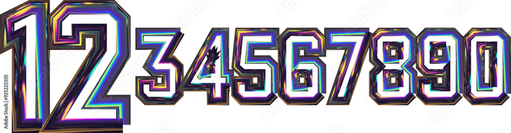 Fototapete vector set of number, gradient color numbers