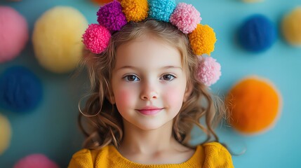Stylish pom-pom headbands adorned with cute, colorful pom-poms, offering a fun and fashionable accessory for both children and adults.