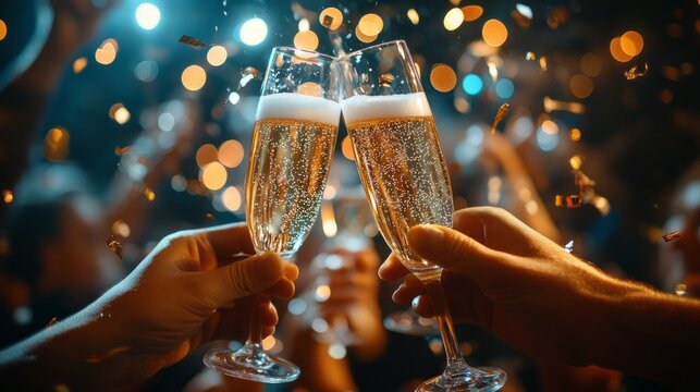 Toast to special moments as glasses clink together, sparkling drinks fizz, and a festive aura fills the air with excitement