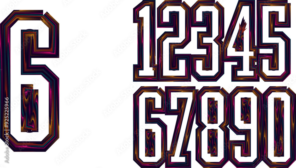 Fototapete vector set of number, gradient color numbers