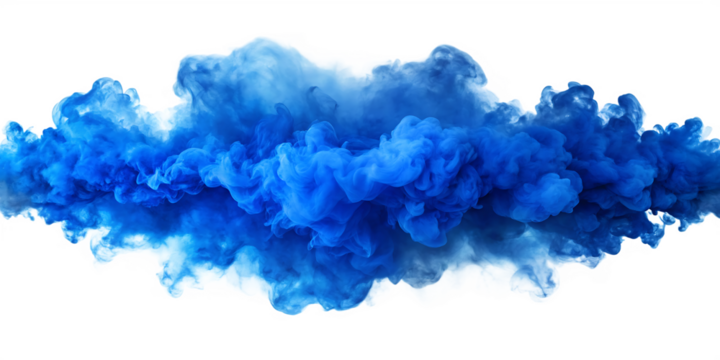  A blue smoke explosion border PNG  isolated on white background.AI GENERATED