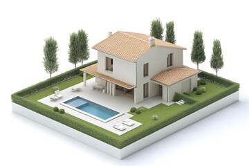 Modern House with Swimming Pool 3D Model