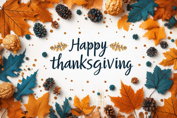 Fototapeta premium Happy thanksgiving text illustration