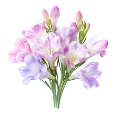 A bouquet of flowers with pink and purple flowers